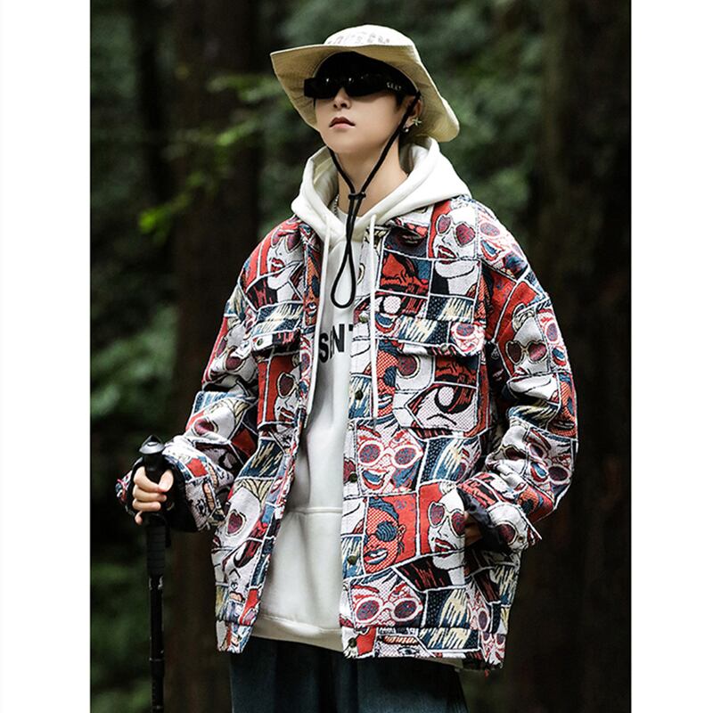 [OULANGSEN Series] ★Jacket★ Outerwear Unisex Men's Large Size Human Pattern Casual