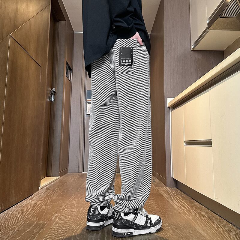 ✿New item! [BIGEMAN Series]★Casual Pants★ Pants Bottoms Unisex Men's Large Size Striped Pattern Stripes