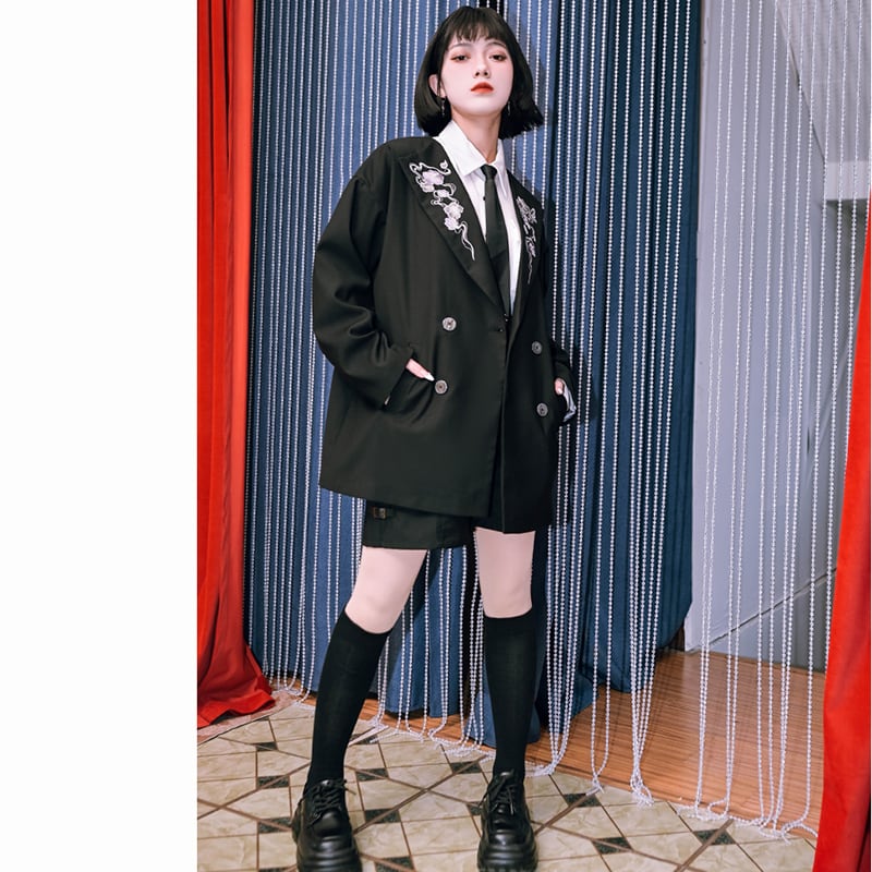 ✿New item! [Kokaisha --- Butterfly Series] ★China style coat★ Blazer outerwear embroidery black black easy to match