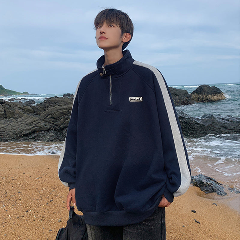 [PPG Series] ★Tops★ 2color Sweatshirt Unisex Men's Color Scheme Navy Gray Casual