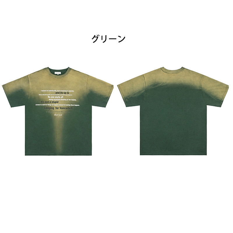 【CHAOJIEシリーズ】★Tシャツ★ 3color トップス 半袖 男女兼用 メンズ 個性的 グラデーション おしゃれ