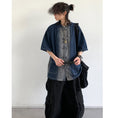 Load image into Gallery viewer, [JIWU series] ★Chinese style tops★ 2 colors Shirt Outerwear Short sleeve Denim Unisex Men's Casual Black Blue
