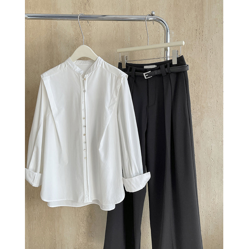 [Tachibana Series]★Shirt★ Tops, long sleeve shirts, women's, improves temperament, simple, white, easy to match