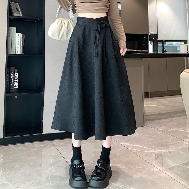 [Rin Le Series] ★Chinese style skirt★ Pants Chinese button Chinese clothing Black Black Easy to match