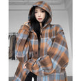 Load image into Gallery viewer, [CHAOMEICHEN Series] ★Outer★ 2color Shirt Outer Hood Plaid Pattern Unisex Men's Brown Blue
