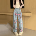 Load image into Gallery viewer, [WANAI Series] ★Denim pants★ Floral pattern pants Bottoms Casual Ladies Retro Print
