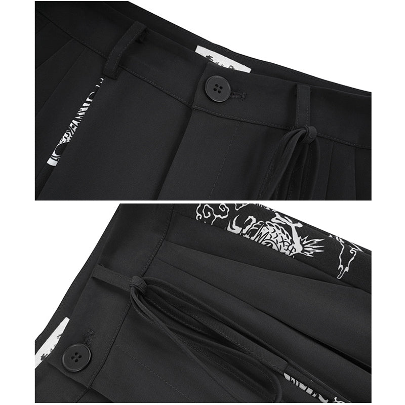 [Big Blue Dragon Series]★China style trousers★Bottoms Gaucho pants Loose Casual Black Black