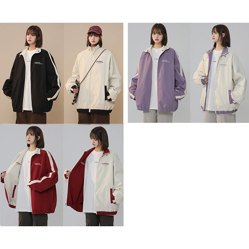 [Fujiiman Series] ★Jacket★ 3color Outerwear Unisex Men's Clothes that can be worn on both sides Black Red Purple