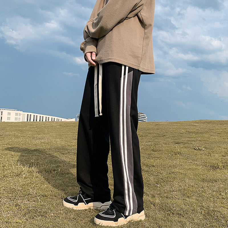 [V37 Series]★Casual Pants★ 2color Pants Bottoms Unisex Men's Large Size Vertical Stripes Striped Pattern