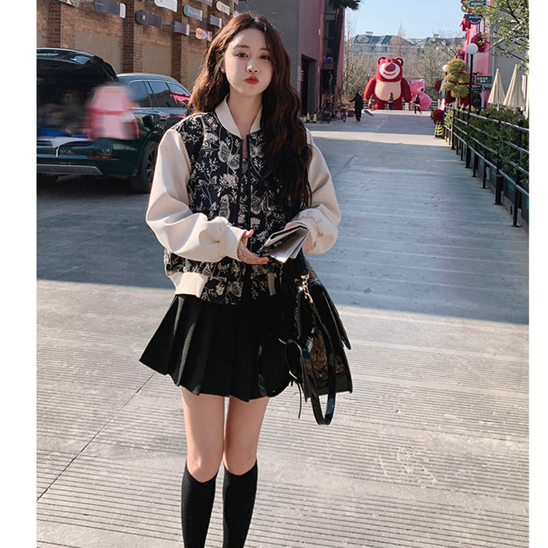 [XIAOMIFENG Series] ★China style outerwear★ Jacket, floral pattern, stadium jacket, switching, casual, stylish