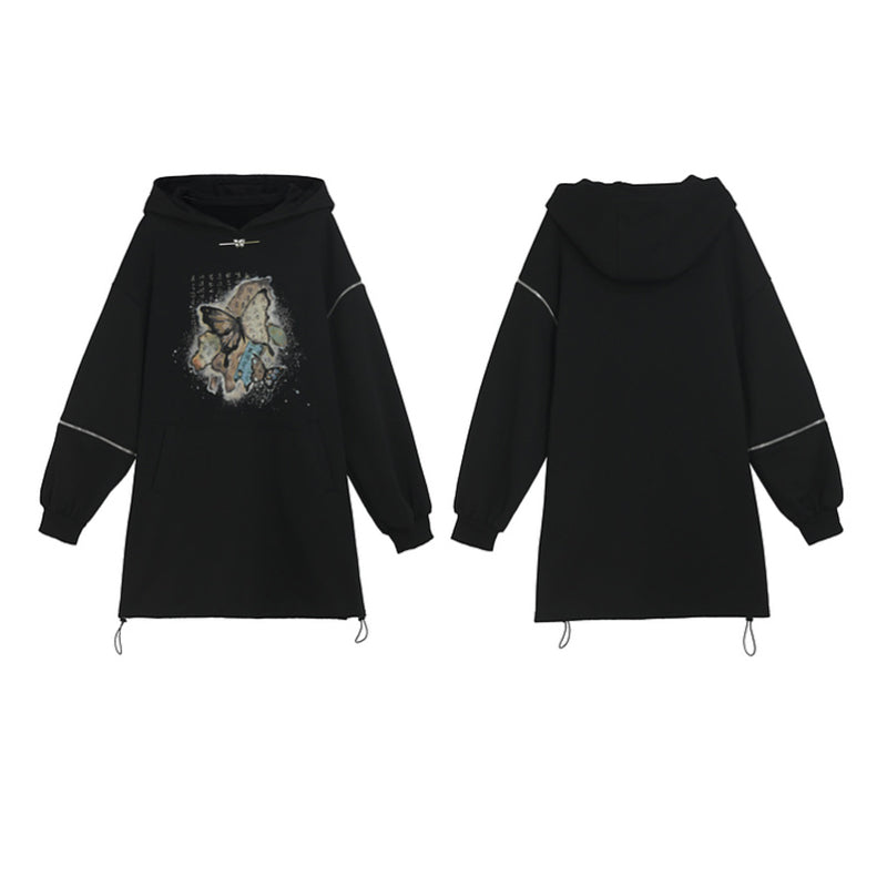 [Mori Onna Buraku Series] ★China Style Dress★ Parka Dress Butterfly Women's Cotton Original