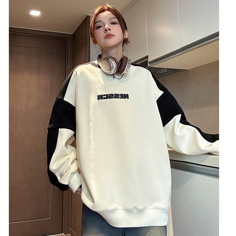 [SENSU Series] ★Tops★ 2color sweatshirt Color scheme Unisex Men's Classic Easy to match Black White