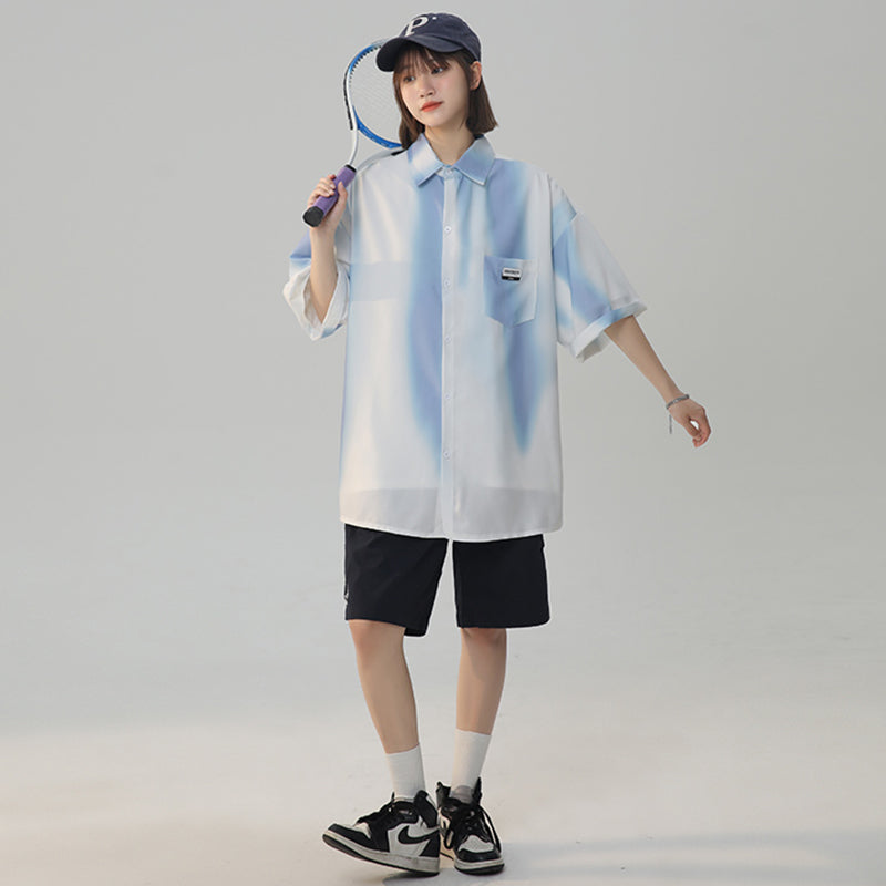 [Fujiiman Series] ★Shirt★ 5 colors Tops Short sleeve Unisex Men's Large size Tie-dye Casual