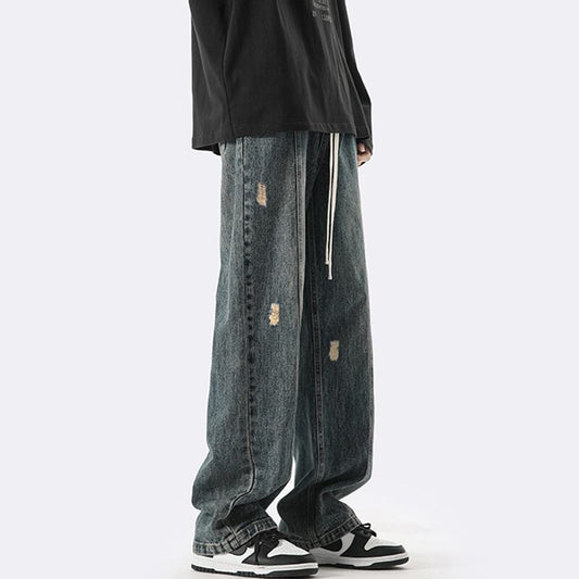 [XGY Series]★Trousers★ 2color Denim Pants Bottoms Unisex Men's Easy to Match Blue Black