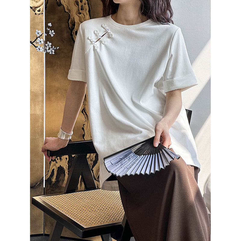 [Tachibana Series] ★China Style T-shirt★ 2color Tops Women's Chinese Clothing Improves Temperament Cotton Simple