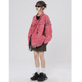 Load image into Gallery viewer, [Fujiiman Series] ★Jacket★ Denim jacket outerwear jeans unisex men's pink switching
