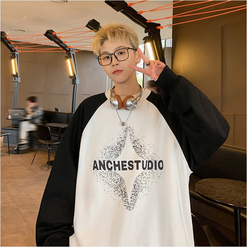 [NANSHI Series] ★Tops★ 2color Sweatshirt Unisex Men's Black White Color Scheme Casual