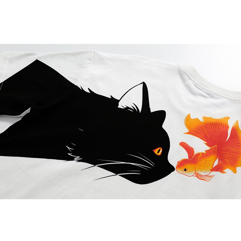 【Mmoptopシリーズ】★Tシャツ★ 3color トップス 半袖Tシャツ 男女兼用 メンズ コットン 猫 ねこ ネコ