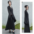 Load image into Gallery viewer, ✿New item! [Da Qinglong Shu Series]★Chinese style dress★ Belted dress Hanfu dress V neck long length Black Black
