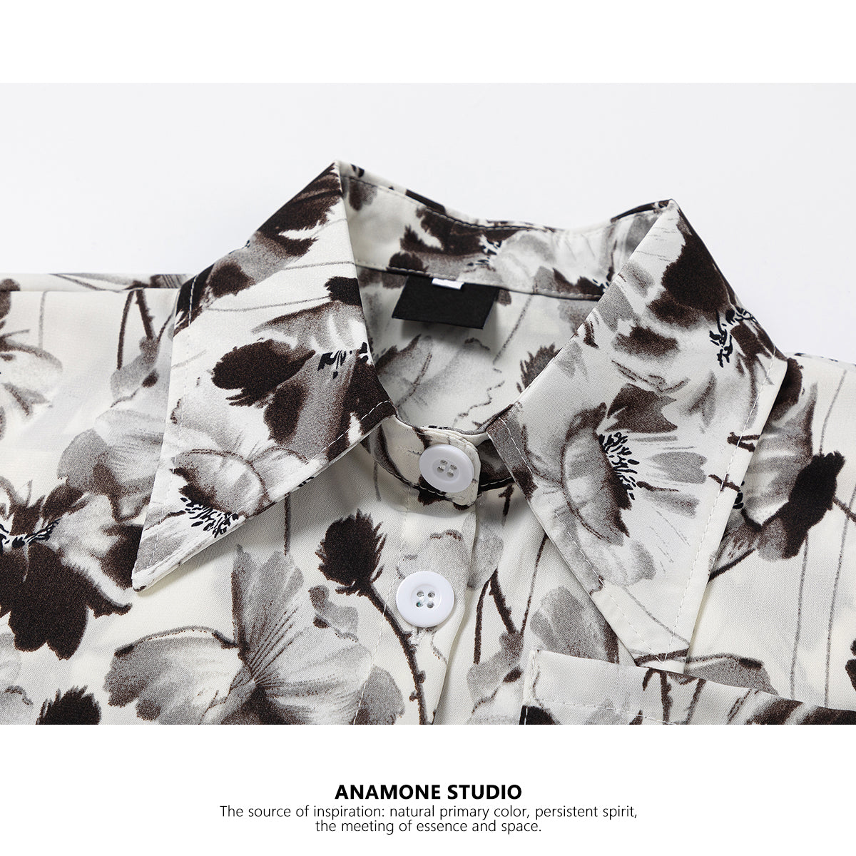 [ANAMONE STUDIO Series] ★Chinese-style top★ Short-sleeved shirt, ink-wash pattern, SML, short length, stylish