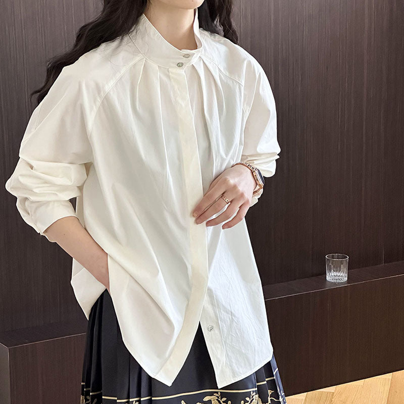 [Tachibana Series] ★Shirt★ 2color Tops, Long Sleeve Shirt, Women's, Improves Temperament, Simple, Plain, Designed