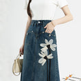 Load image into Gallery viewer, [XIAOMILI Series] ★ Skirt ★ Bottoms Denim skirt Floral pattern Blue Women's Fashionable Easy to match
