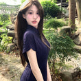 Load image into Gallery viewer, [Kumikumi Series] ★Chinese Dress★ Chinese-style dress, simple, thin, slimming, for dates, navy, blue
