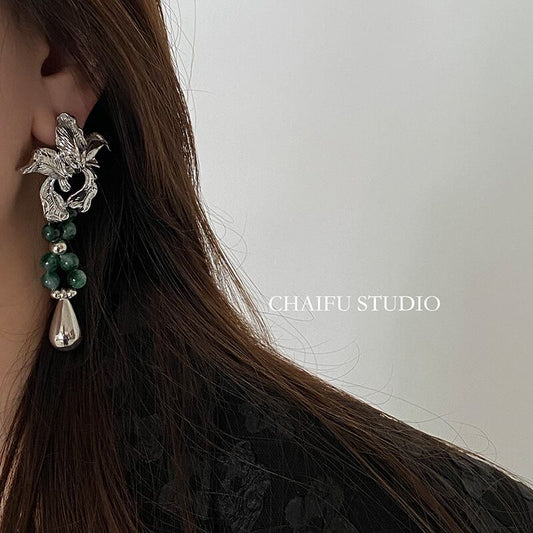 [CHAIFU Series] ★Earrings★ Pair Earrings Accessories Women's Retro Unique Design Floral Pattern