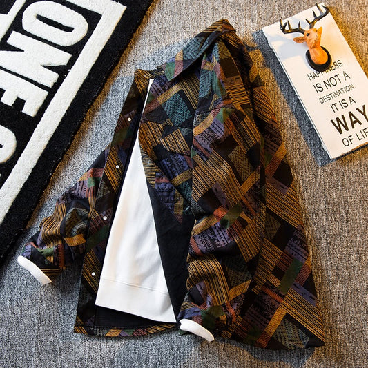 [HPCP Series] ★Jacket★ Outerwear Unisex Men's Plaid Color Print Easy to match