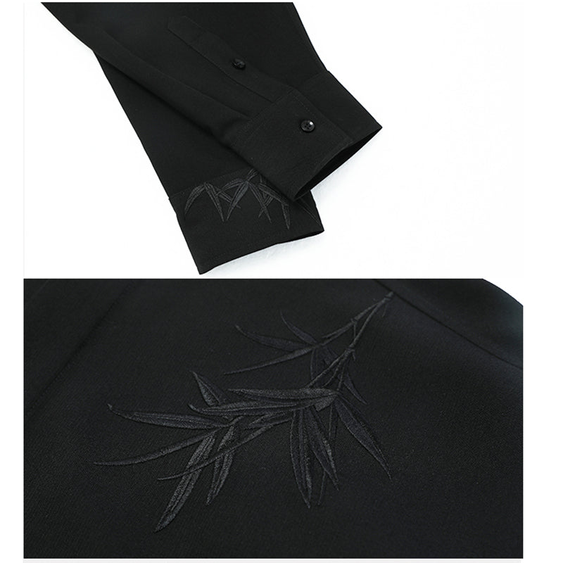 [CHICERRO Series]★China Style Shirt★ 2color Long Sleeve Shirt Tops Embroidery Unisex Men's Black White