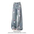 Load image into Gallery viewer, [LIJIANG Series]★Denim pants★Bottoms Trousers Gaucho pants Embroidery Rabbit Rabbit Floral pattern Blue Blue
