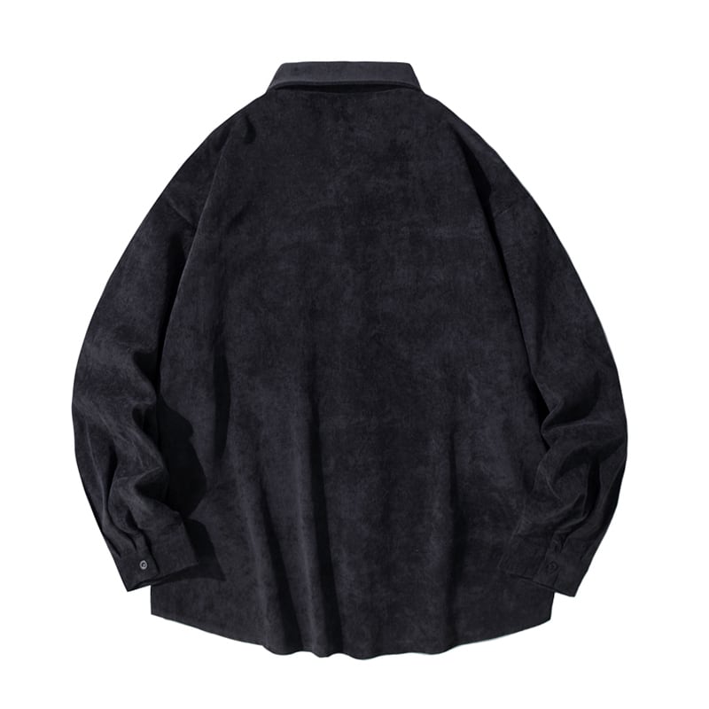 [OOPSJOYCE Series]★Shirt★ Tops Long Sleeve Shirt Corduroy Simple Black Black ML XL 2XL