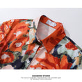 Load image into Gallery viewer, [ANAMONE STUDIO Series] ★Floral shirt★ Tops Short sleeve shirt SML Short length Print Unique Orange Oil painting style
