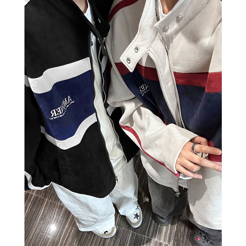 ✿New item! [SENSU Series] ★Jacket★ 2color outerwear unisex men's suede color scheme sports style