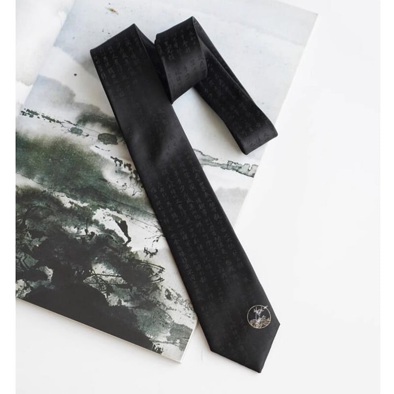 [Daiki Series] ★Tie★ Chinese style tie, accessory, decoration, men's birthday gift, letter pattern, black, black