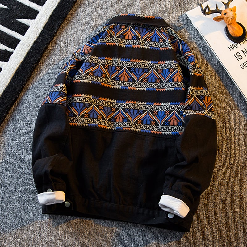 [HPCP Series] ★Jacket★ 2color outerwear unisex men's ethnic style switching black black