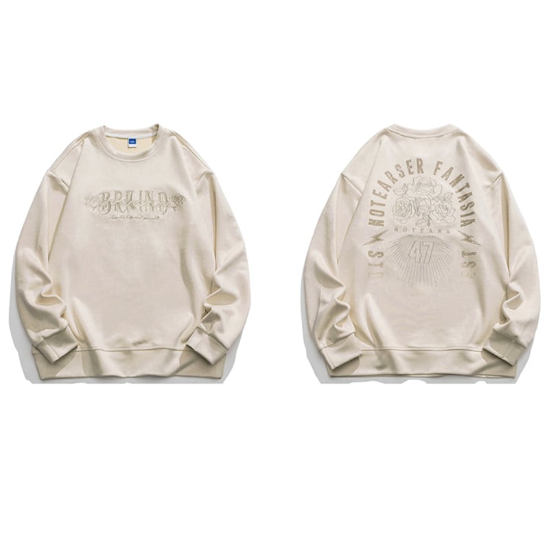 [Satoru Series]★Tops★ 3color Sweatshirt Embroidery Rose Unisex Men's Gray Apricot Pink