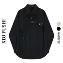 [XDJ FUSHI Series]★Shirt★ 2color Long Sleeve Shirt Tops Unisex Men's Black White Irregular