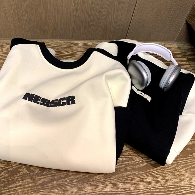 [SENSU Series] ★Tops★ 2color sweatshirt Color scheme Unisex Men's Classic Easy to match Black White