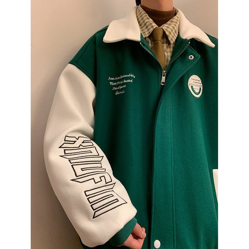 [NANSHI Series]★Jacket★ 3color Stadium Jacket Outerwear Unisex Men's Color Scheme Rasha Black Brown Green