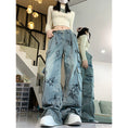 Load image into Gallery viewer, [Rosepoem Series] ★Denim pants★ Trousers Bottoms Casual Unisex Graffiti Blue
