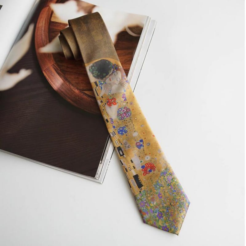 [Daiki Series] ★Tie★ Accessory Decoration Men's Birthday Present Retro Oil Painting Style Brown Print