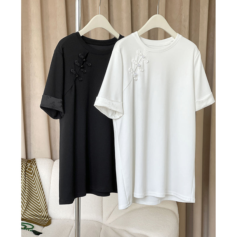 [Tachibana Series] ★China Style T-shirt★ 2color Tops Women's Chinese Clothing Improves Temperament Cotton Simple