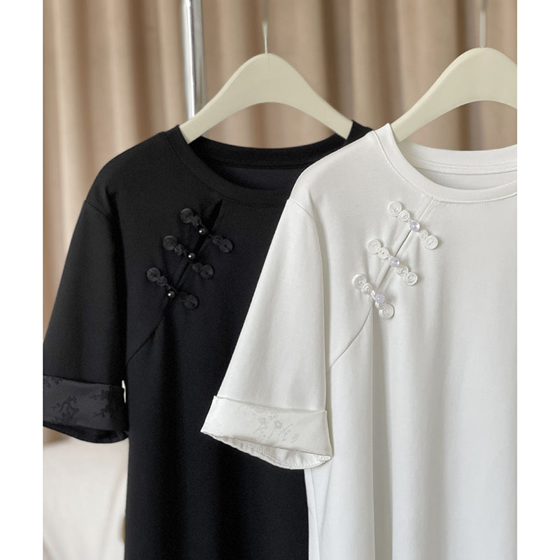 [Tachibana Series] ★China Style T-shirt★ 2color Tops Women's Chinese Clothing Improves Temperament Cotton Simple