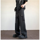 [V37 Series]★China style trousers★ 2color pants bottoms unisex men's large size letter pattern