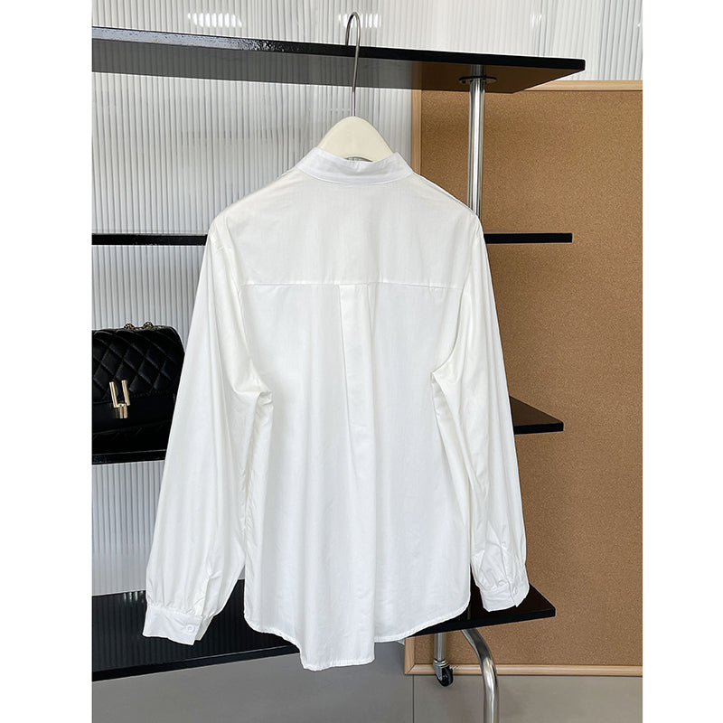 [Tachibana Series]★Shirt★ Tops, Long Sleeve Shirts, Women's, Improves Temperament, White, White Hat, Commuting, Date