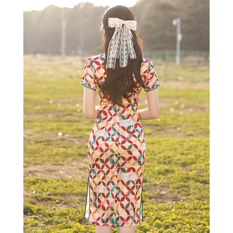 [HLQ Series] ★Chinese Dress★ Chinese-style dress, floral pattern, cute, coming-of-age ceremony, colorful, date, slimming