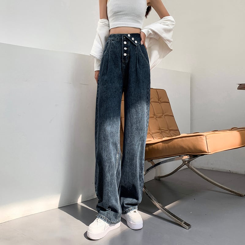 [MLW Series]★Denim Pants★ Bottoms Trousers Women's Temperament Enhancement Blue Blue High Waist