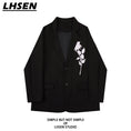 Load image into Gallery viewer, [LHSEN Series]★Outerwear★ Blazer Casual Floral Pattern Rose Easy to Match Black Black Designed
