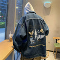 Load image into Gallery viewer, [V37 series]★Jacket★ 3color outerwear unisex men's denim jacket jeans butterfly print blue black
